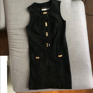 Bergdorf Goodman black and gold suede dress